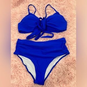 WOMEN’S SWIMSUIT BIKINI SET PLUS SIZE 2XL BLUE SOLID‎ COLOR PADDED ADJUSTABLE